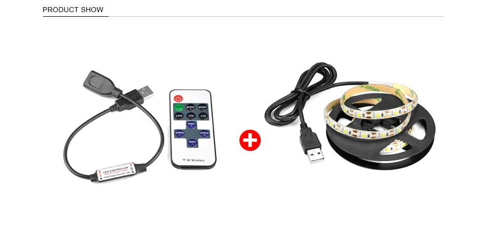 Светодиодная лента с питанием от USB, 5 В, водонепроницаемая, с регулируемой яркостью, 1 м, 2 м, 3 м, 4 м, 5 м, Светодиодная лента лампа, ТВ, ПК, подсветка с регулировкой яркости, диммер