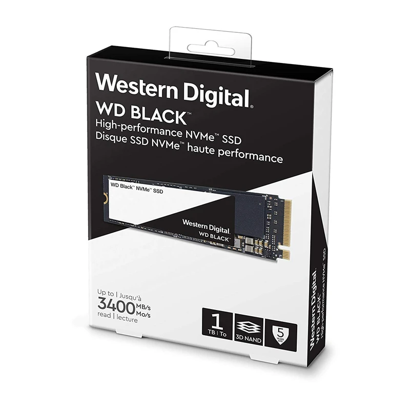 WD SSD черный NVMe 3D NAND 1 ТБ M.2 2280 WDS100T2X0C твердотельный диск 3400 МБ/с. PCIe Gen3 8 ГБ/сек. для ПК ноутбука