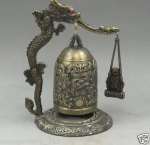 FREE SHIPPING SUPERB DECORATED HANDWORK-COPPER CARVED DRAGON wonderful bell STATUE Buddha Garden Decoration 100% Bronze | Дом и сад