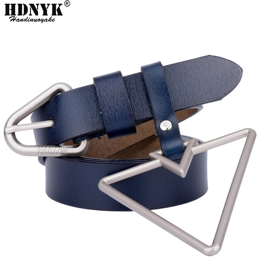 Ремень с треугольной пряжкой Женский Роскошный деловой повседневный кожаный