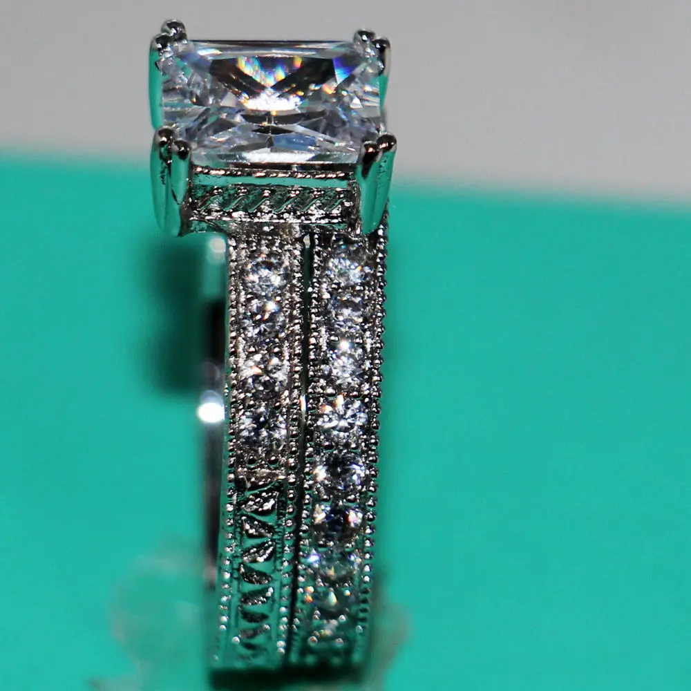 Женский свадебный набор колец с покрытием из белого золота размер 5-10 | Украшения