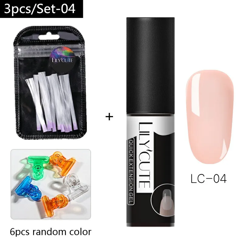 3pcs-LC04 LilyCute набор гелей для быстрого наращивания для дизайна ногтей Французский прозрачный розовый белый телесный цвет полигелевые наконечники для ногтей УФ-гель-щетка для ногтей - Цвет: 3pcs-LC04