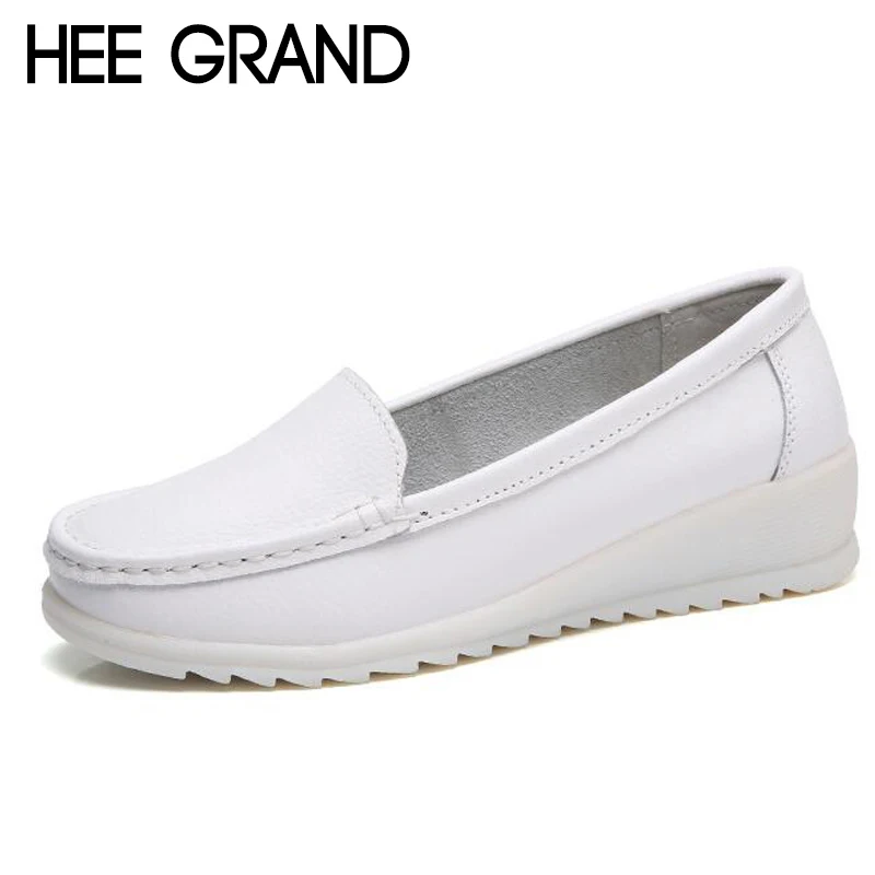 HEE GRAND/женская повседневная обувь на плоской подошве для медсестры; Женская Удобная обувь; слипоны для работы; белые однотонные женские туфли на плоской подошве; Размеры 35-44; XWD6413