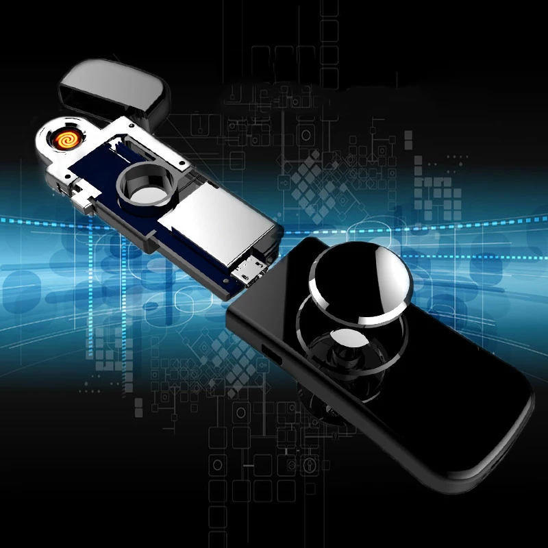 30 шт./лот крутая USB Электронная зажигалка с гироскопом ручной Спиннер подарочной