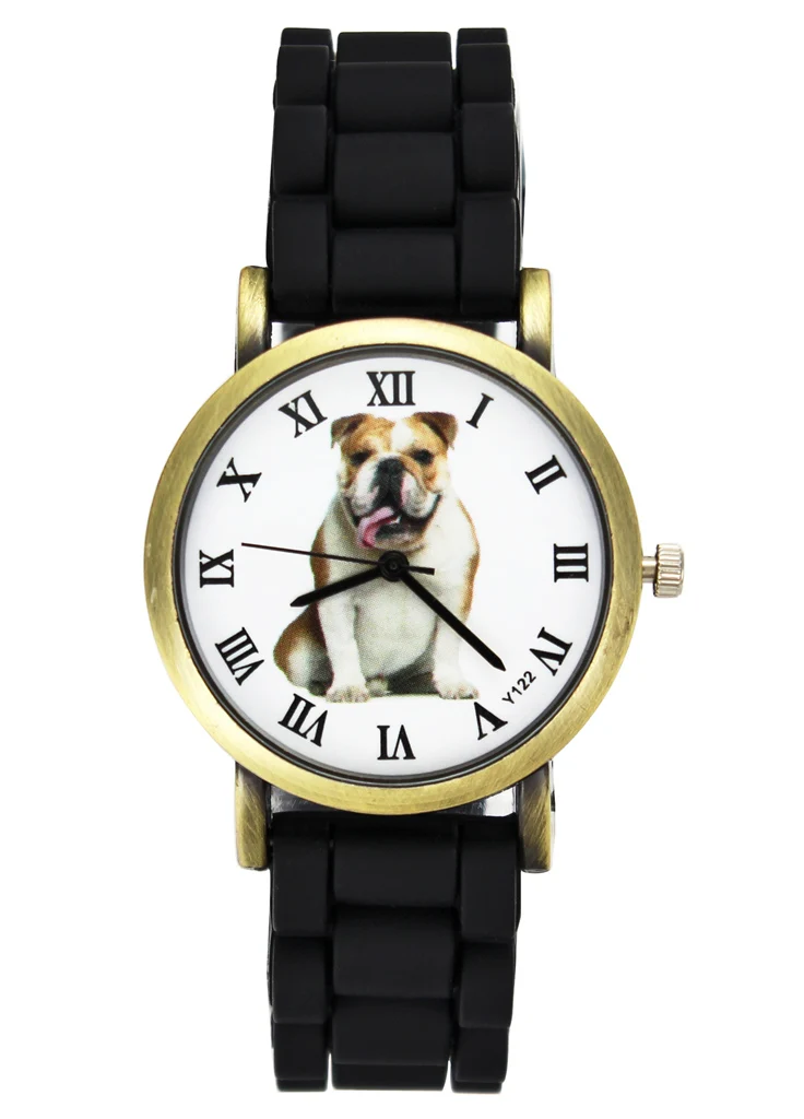 Bulldog Pet Love Dog мужские и женские часы модные спортивные повседневные Черные белые