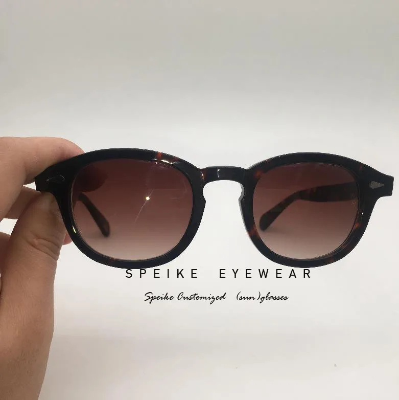 GRADIENT TEA Speike изготавливаемые на заказ высшего качества солнцезащитные очки» Джонни Деппом Lemtosh стиль черепаха лист рамы с тонированные близорукость очки 44/46/49 мм - Цвет линз: GRADIENT TEA