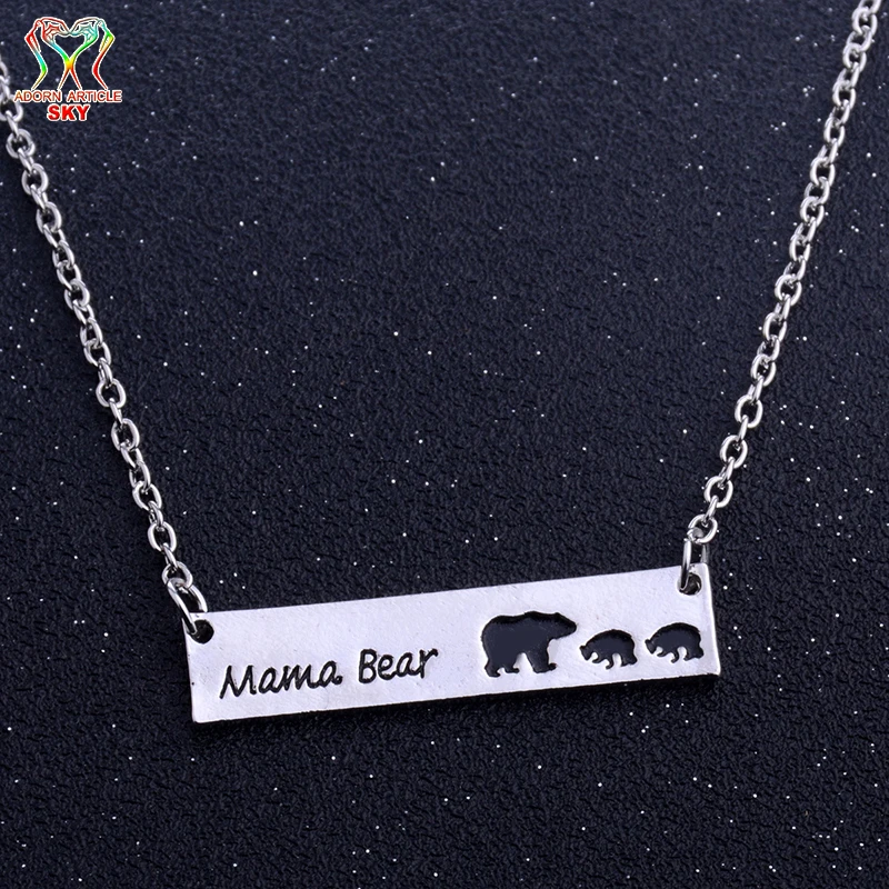 Punk Unisex Silver Color Zinc Alloy Pendant Mama Bear Animal Cubs Mother Love Necklace Mother's Day Send relatives Gift Jewelry |