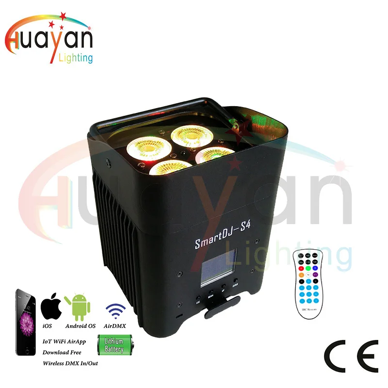 Бесплатная доставка: 1 шт. ProLights SMART DJ S4 4x12 Вт RGBWA + UV 6 в беспроводная светодиодная