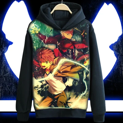 Аниме Fate stay night толстовка с капюшоном черное повседневное пальто косплей