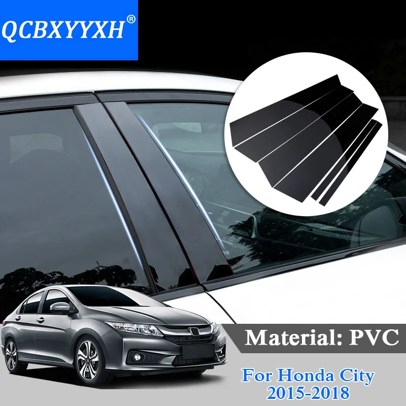 

Car Styling For Honda City 2015-2018 Car Window Trim Sticker Middle Column Stickers Decoration PVC Car Styling Accessories