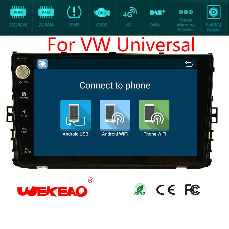 Wekeao современные 9 &quotCar gps навигации Аудио плеер для VW Универсальный
