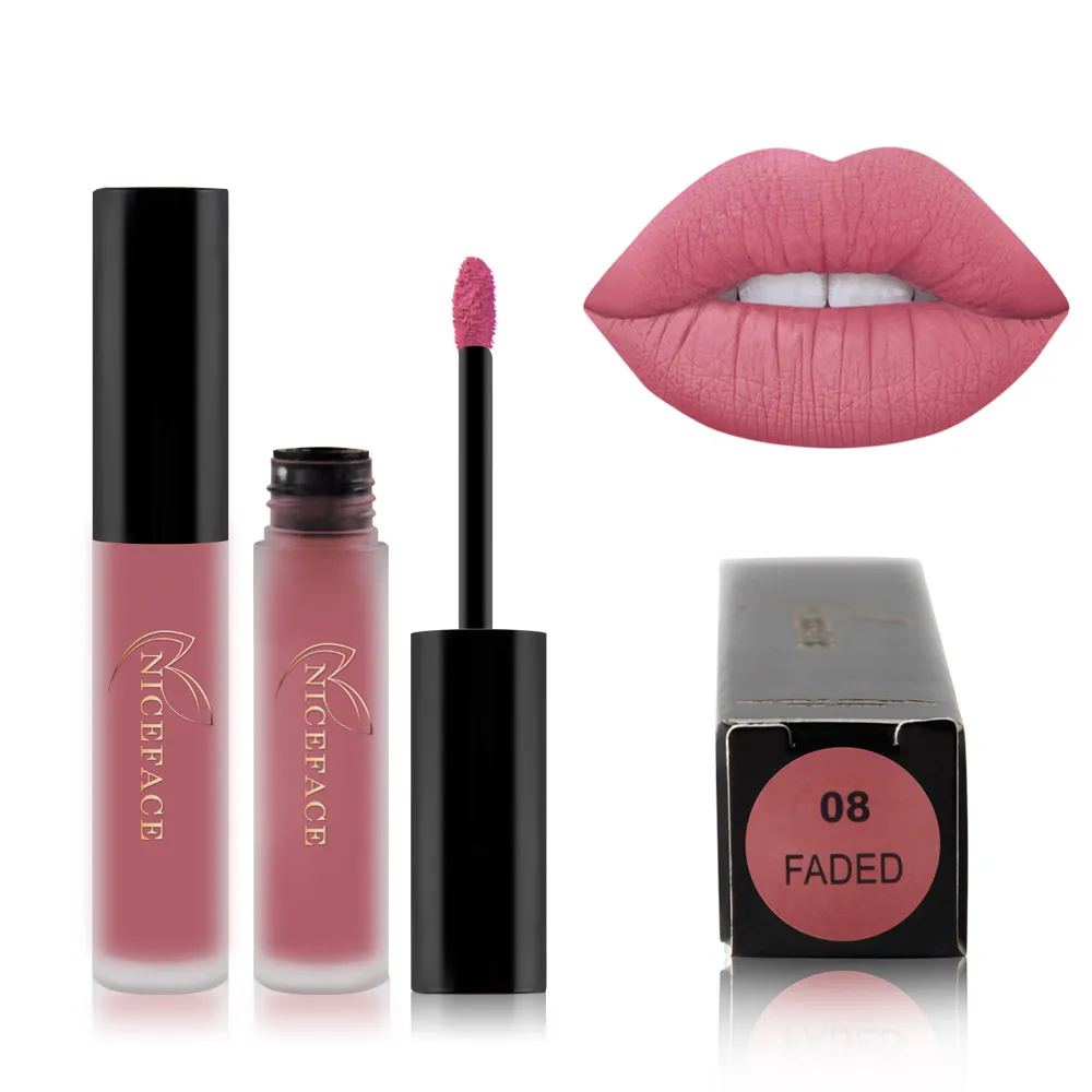 Velvet 30 color liquid lipstick sexy nude color matte liquid lipstick waterproof lasting moisturizing lip gloss cosmetics - Color: 08