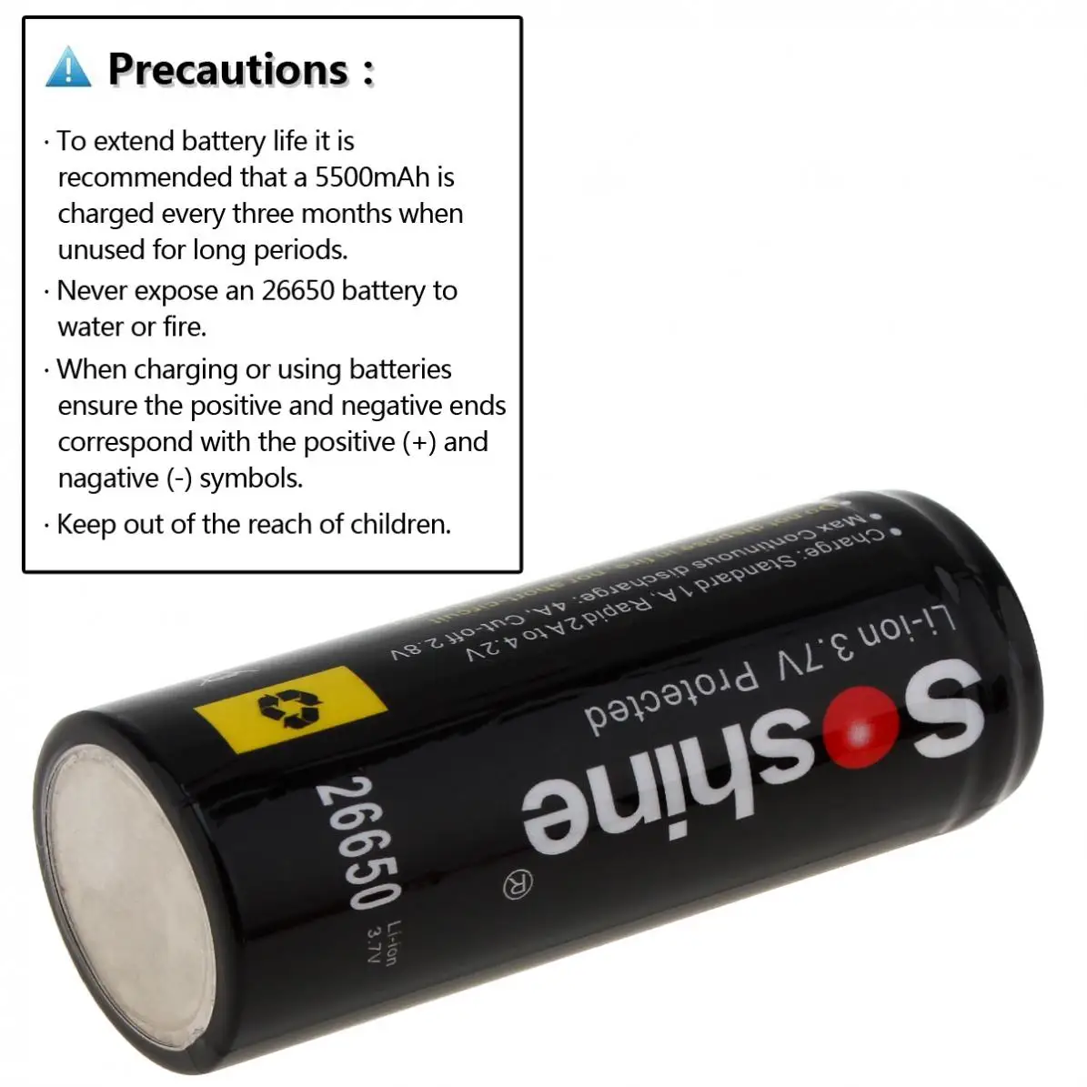 Soshine 3,7 V 5500mAh 26650 литий-ионный аккумулятор Перезаряжаемые Батарея с защитой PCB для Светодиодный фонарики/фары