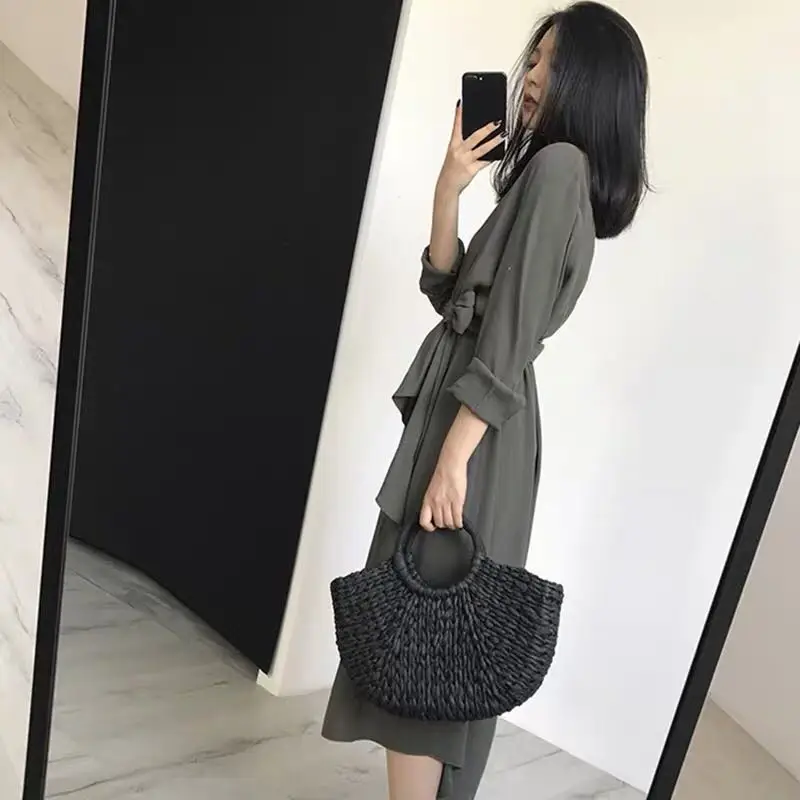 Elegant Vintage Dress Women Long Sleeve Dresses 2019 Spring With Sashes V Neck Casual Fashion S M L XL | Женская одежда