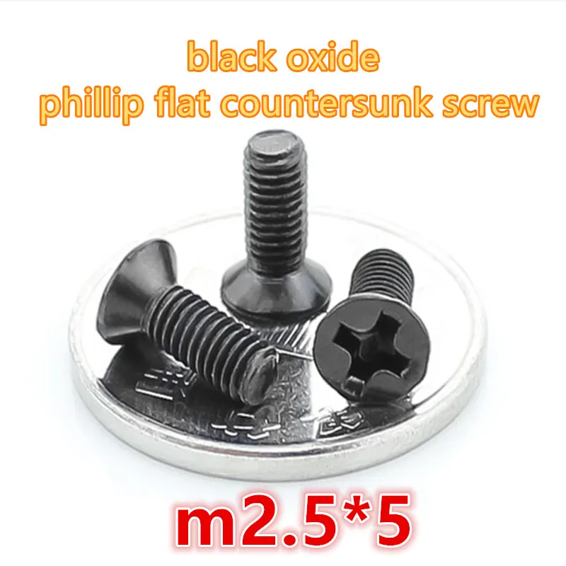 

1000pcs m2.5*5 carbon steel with black zinc oxide phillip cross recessed head mini micro electronic screw machine screw