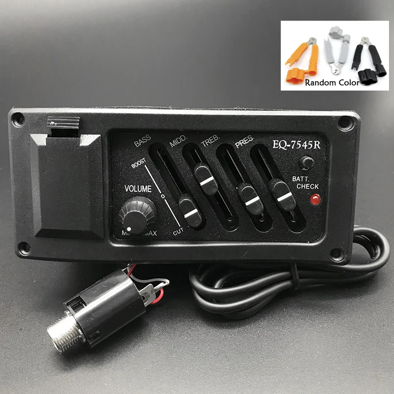 7545R Kit A1 4 полосным EQ-7545R гитары предусилитель пьезо пикап усилитель эквалайзер звукосниматель для акустической гитары с 6,5 мм Выход - Цвет: 7545R Kit A1