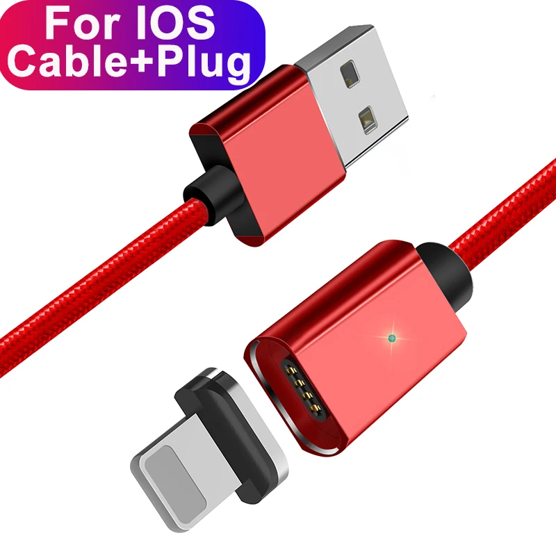 Essager Магнитный 3 м USB кабель для iPhone Быстрая зарядка данных Кабель зарядного устройства микро-usb type-C кабель для samsung кабели для мобильных телефонов - Цвет: Red IOS Cable