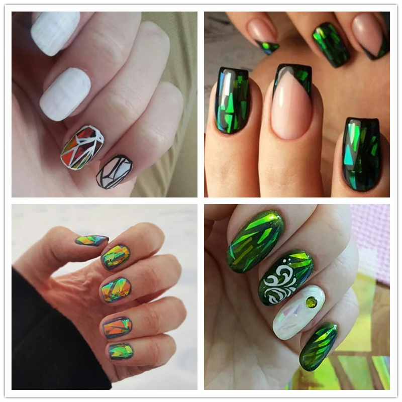 

6 Colors/Set Nail Salon Fashion 5*20cm Nail Foils Nail Art Wraps French Manicure Holographic Broken Glass Nail Accessory