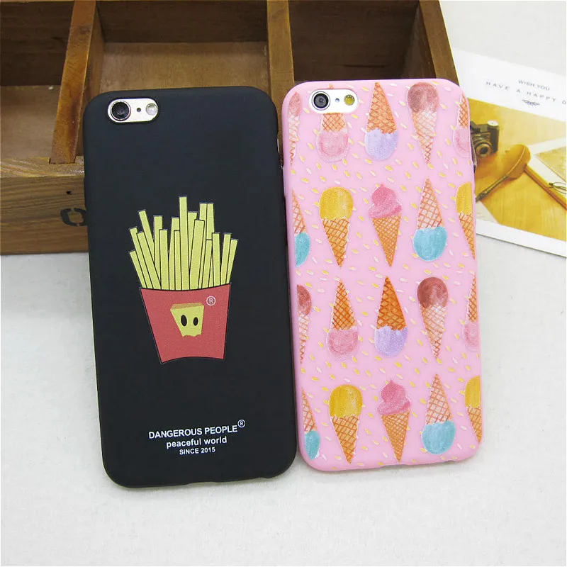 Горячая Продажа Мягкий ТПУ Милый Фри Мороженого Задней Обложки для Apple iPhone 5 5s SE