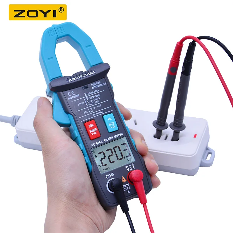 ZOYI Цифровой мультиметр-зажим 4000 отсчетов AC/DC напряжение 600 в NCV тестер Автоматический диапазон True RMS Амперметр Омметр