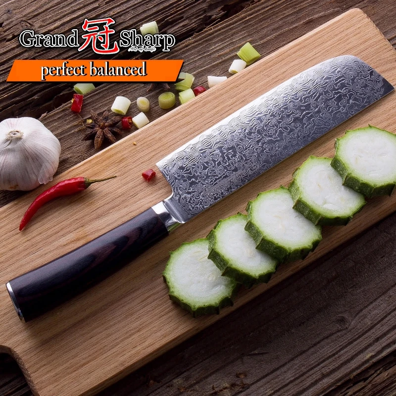 GRANDSHARP Nakiri ножи шеф-повара японская Дамасская сталь vg10 дамасский кухонный нож
