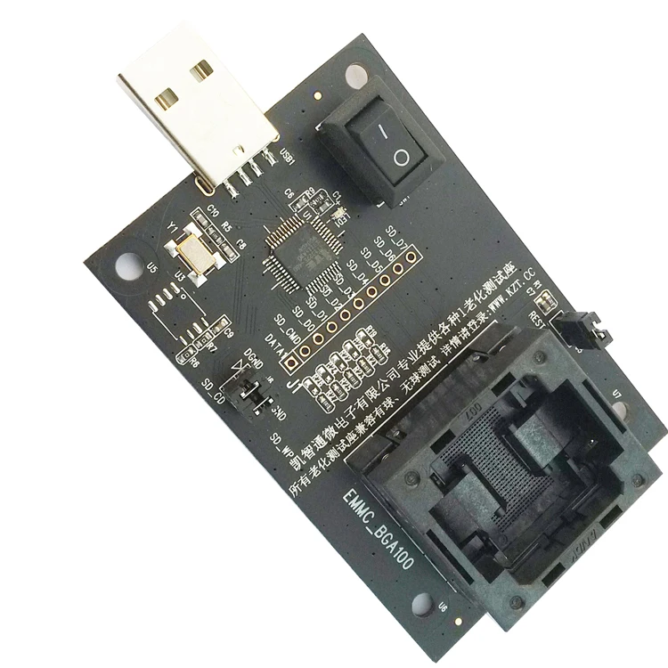Разъем eMMC100 с USB-интерфейсом для тестирования BGA100 Nand flash Размер 12 х18 мм Шаг 1 0