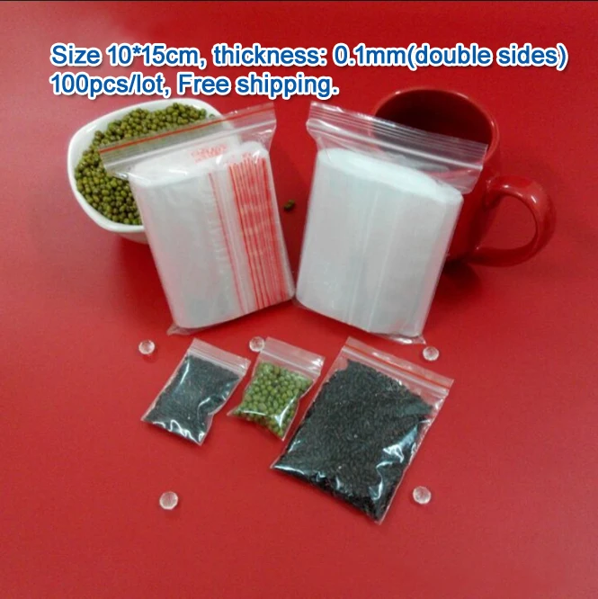 

100pcs/lot high quality Transparent PE Zip Lock jewelry Gift Packaging Bags, 10*15cm clear plastic bags for clothing storage