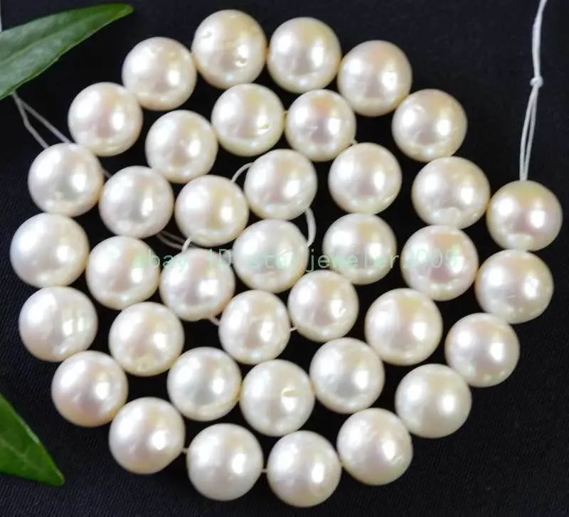 Белый круглый пресноводный жемчуг бусины россыпью 11 12 мм 14 5 дюйма|pearl bra|pearl bead