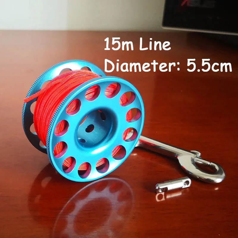 Blue 15m Line Катушка из алюминиевого сплава для подводного плавания 15/30 м с болтом из нержавеющей стали, защелкивающимся крюком SMB, безопасное оборудование, аксессуары BCD - Цвет: Blue 15m Line