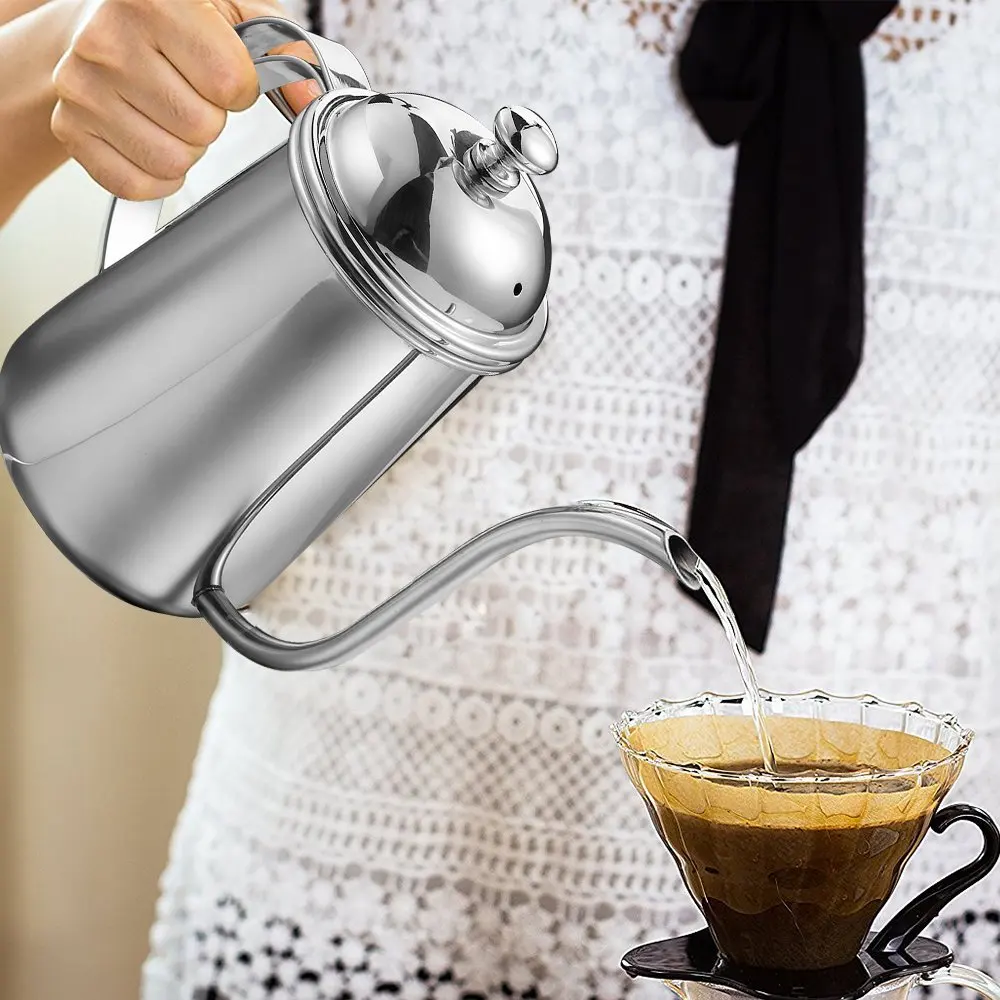 22oz 650ml 22 унции/650 мл нержавеющая сталь залейте Кофе чайник гусиная шея 6 мм носик капельного ГОРШОК Кофеварка чайник кофейник для бариста - Цвет: 22oz 650ml
