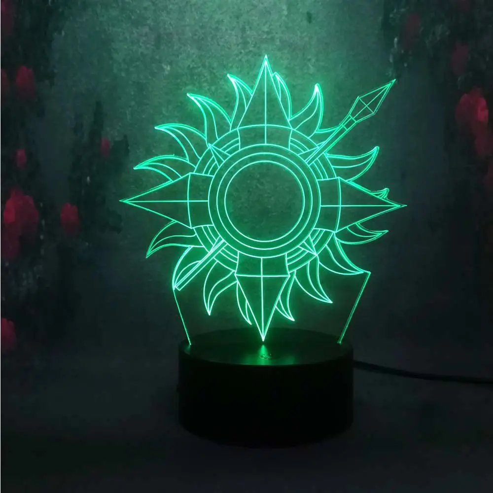 Новинка знак золотой пистолет пробежка через солнце 3D LED 7 цветов Chang лампа Игра