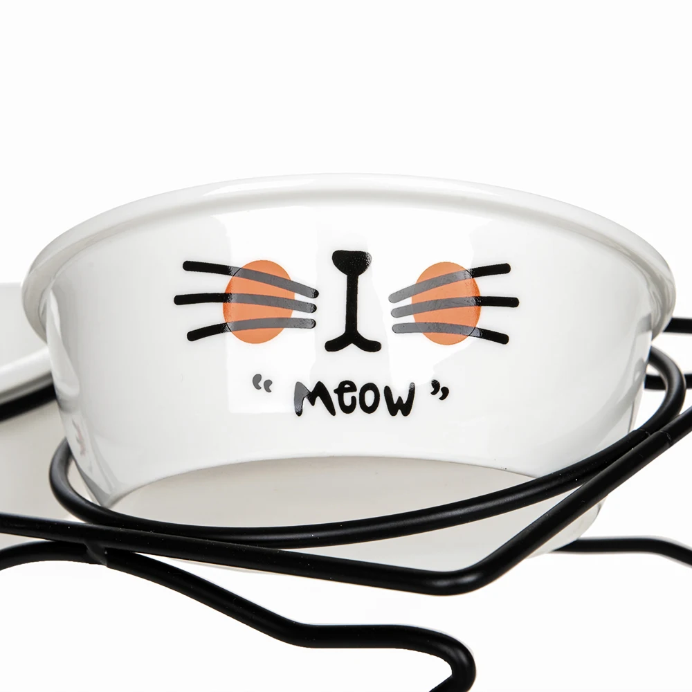 HOOPET Pet собака кошка прекрасная еда вода керамическая миска две миски со стальной