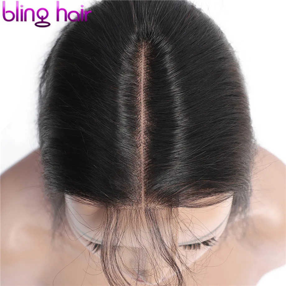 Bling Hair 2*6 бразильские прямые волосы с детскими волосами средняя часть швейцарское кружево Remy человеческие волосы натуральный цвет