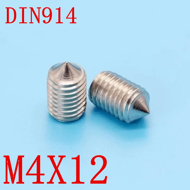 

1000pc DIN914 m4x12 M4*12 Stainless Steel Metric Thread Grub Screws Cone Point Hexagon Socket Set Screws Headless
