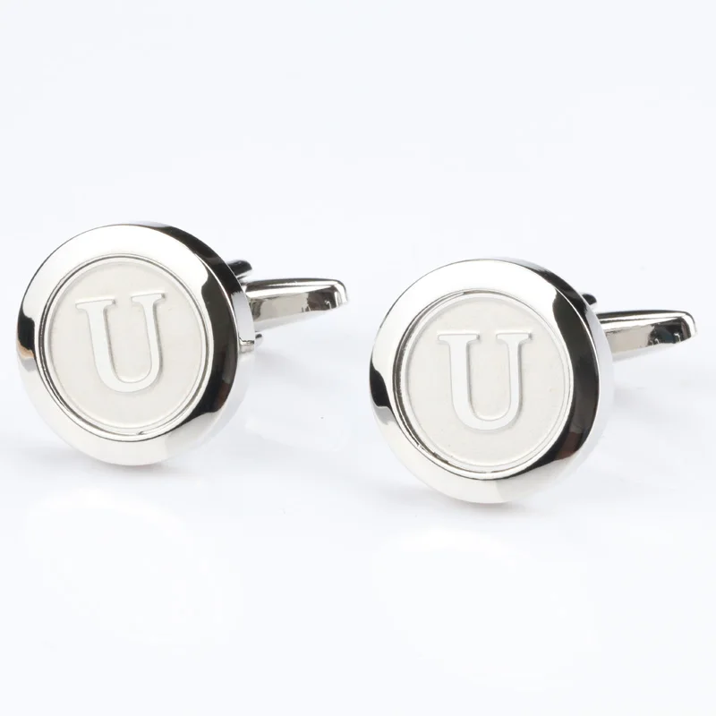 Мужские классические Initial запонки буквы алфавита серебряные торжественное