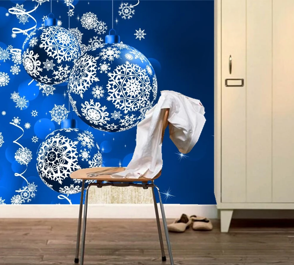 Фотообои на заказ Рождественские цветные шарики снежинки обои 3d для ресторана