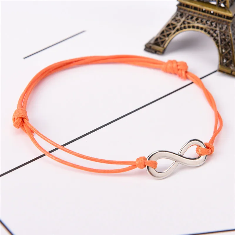 DIY Серебряный символ бесконечности под старину цветной хлопковый вощеный шнур
