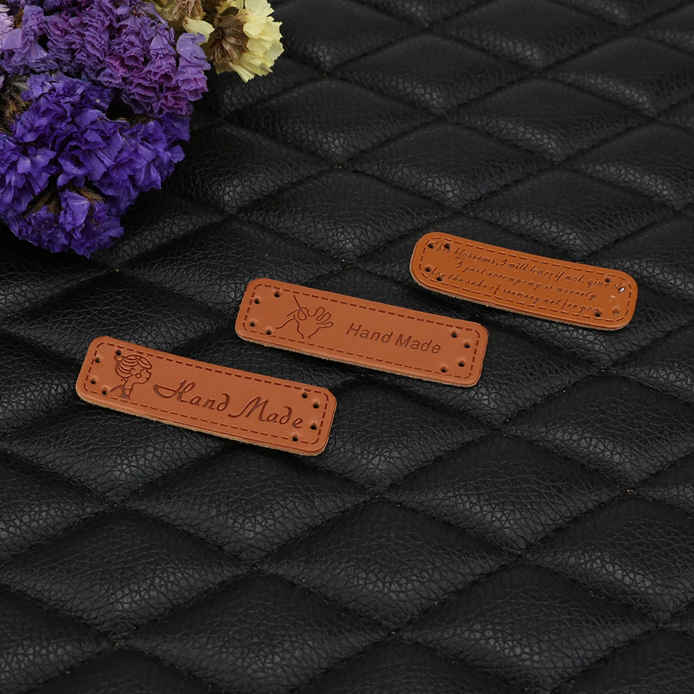 12 шт./компл. этикетки ручной работы коричневые из искусственной кожи 5x1 5 см на