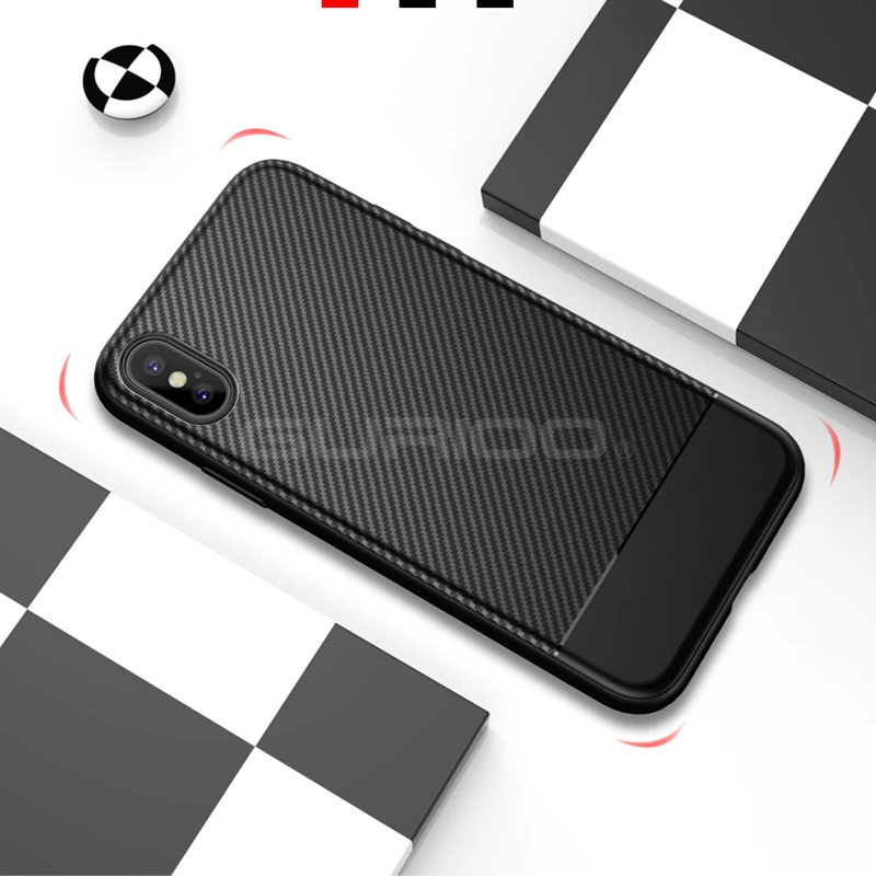 Для iphone X XR XS Max чехол идеально роскошный Углеродный волокно мягкий кожаный TPU