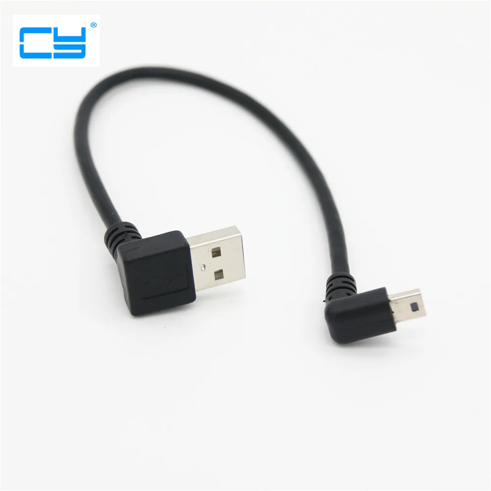 

20cm Double bend Male right angled USB2.0 turn to Down mini USB 90 degree Down angled mini USB turn to USB connector short cable