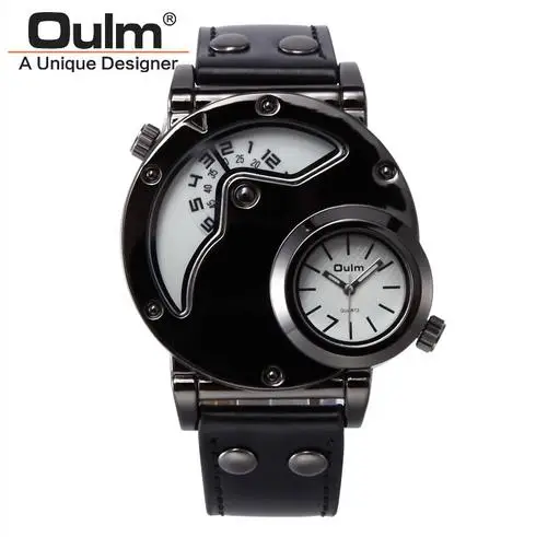 OULM смотреть Человек Повседневные часы лучший бренд класса люкс кожаный ремешок