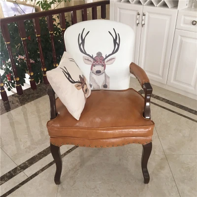 brown leather Американский Одноместный стул для отдыха из твердой древесины в стиле ретро, европейский стиль, подлокотник, стул для кафе, обеденный стул, для учебы, спальни, компьютерное кресло - Цвет: brown leather