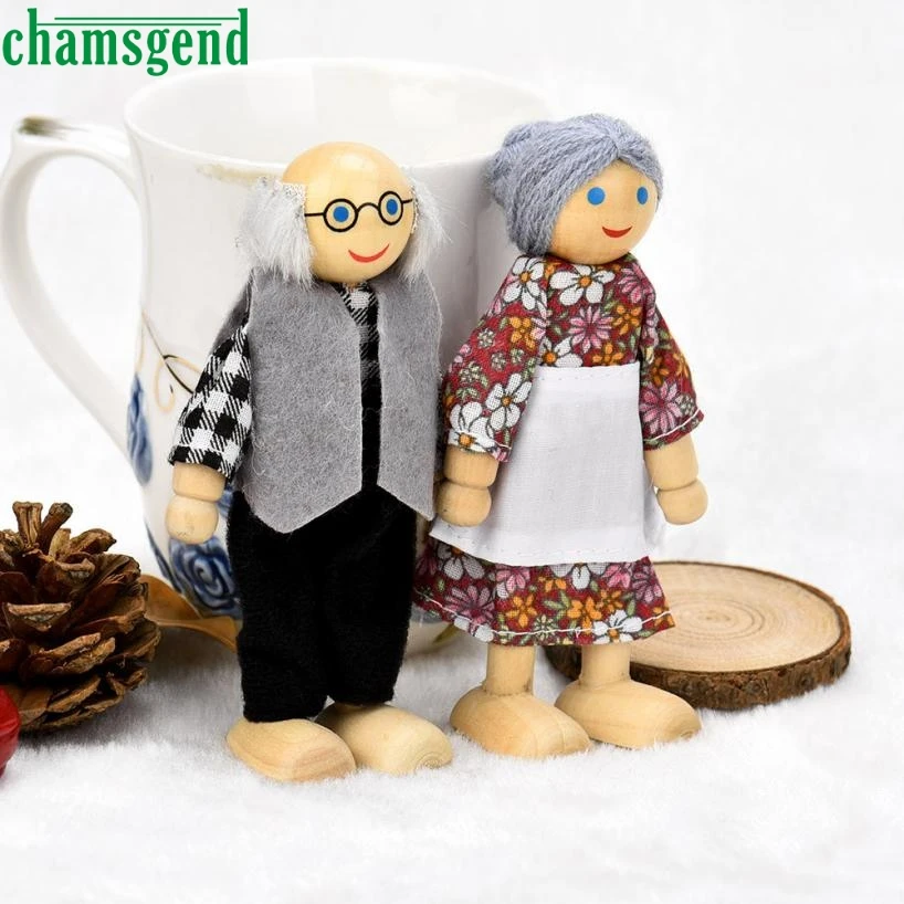 6 мультяшных кукол деревянные куклы дом семейные дети игра подарок игрушка Dec08|dolls