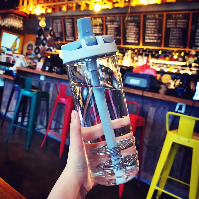 Темно-серый Большой стакан бутылки для воды BPA Free Sport My Bottle Студенческая кружка с ремнем шейкер для протеина шейкер с чайным впрыскивателем - Цвет: Темно-серый