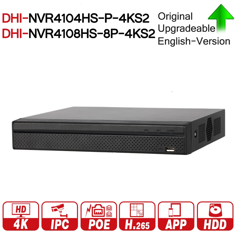 DH NVR NVR4104HS-P-4KS2 NVR4108HS-8P-4KS2 With 4/8ch PoE Port H.265 Video Recorder Support ONVIF CGI Metal POE | Безопасность и