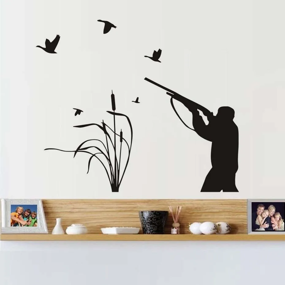 Bird Hunting Art Wall Stickers Active Hobbies Hunter Home Decoration Decal Living Room Bedroom Decals Removable Wallpaper | Дом и сад
