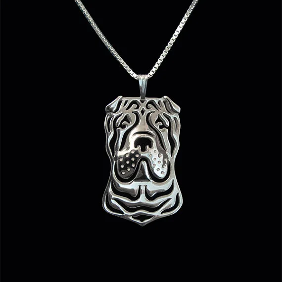 Trendy personalized Chinese Shar Pei pendant necklace women gold silver plated statement men | Украшения и аксессуары