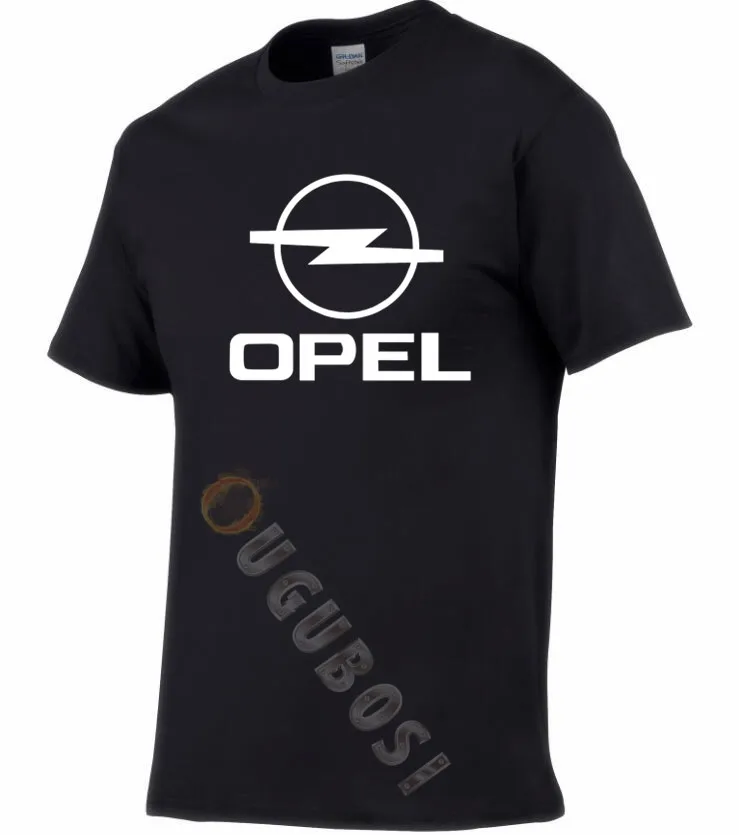Черная футболка с белым логотипом OPEL логотип гоночного автомобиля из чесаного