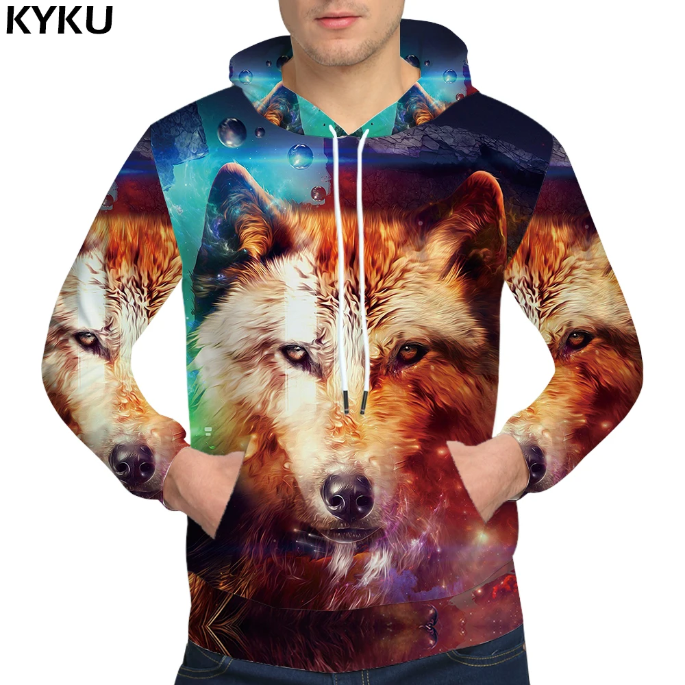 KYKU бренда Wolf толстовки Mountain Толстовка Смешные 3d Love кофты Мужской 3D Свитшот