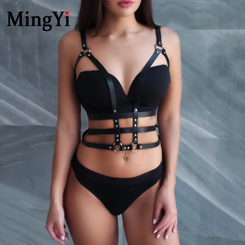 БДСМ кожаный бюстгальтер пояс сексуальный бондаж ремни для женщин Готическая